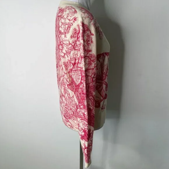 Women's Cream Red 100% Cashmere Crew Neck Sweater Size 38 - Picture 4 of 8